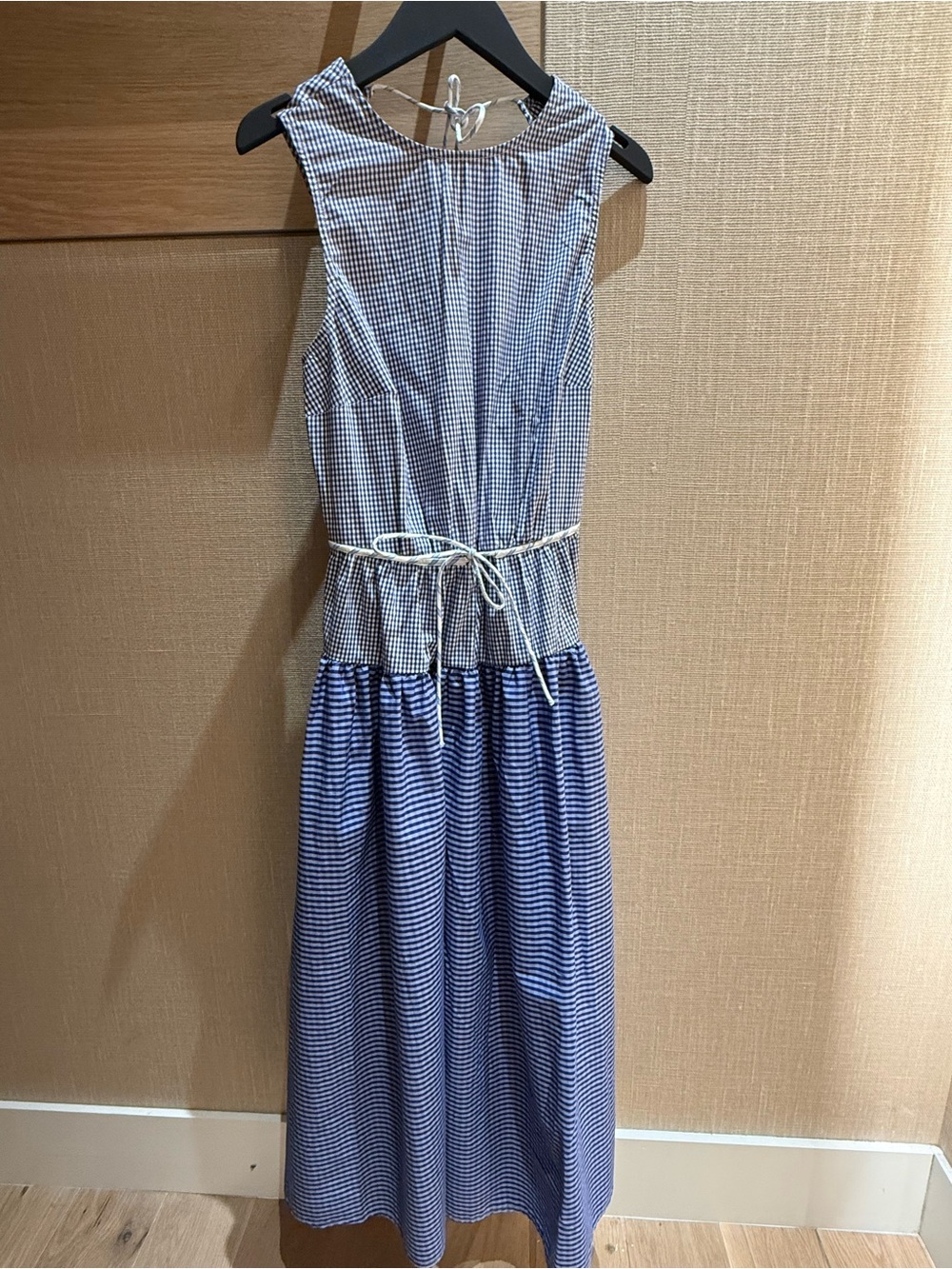 NWT J. Crew Blue and White Gingham Midi Dress - Picture 5 of 6